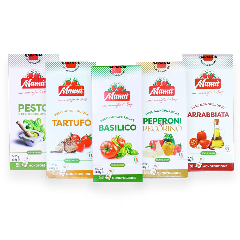 Box Degustazione Mamà Sughi Monoporzione – Tutti e 5 i Sapori | Gusto, Freschezza e Praticità