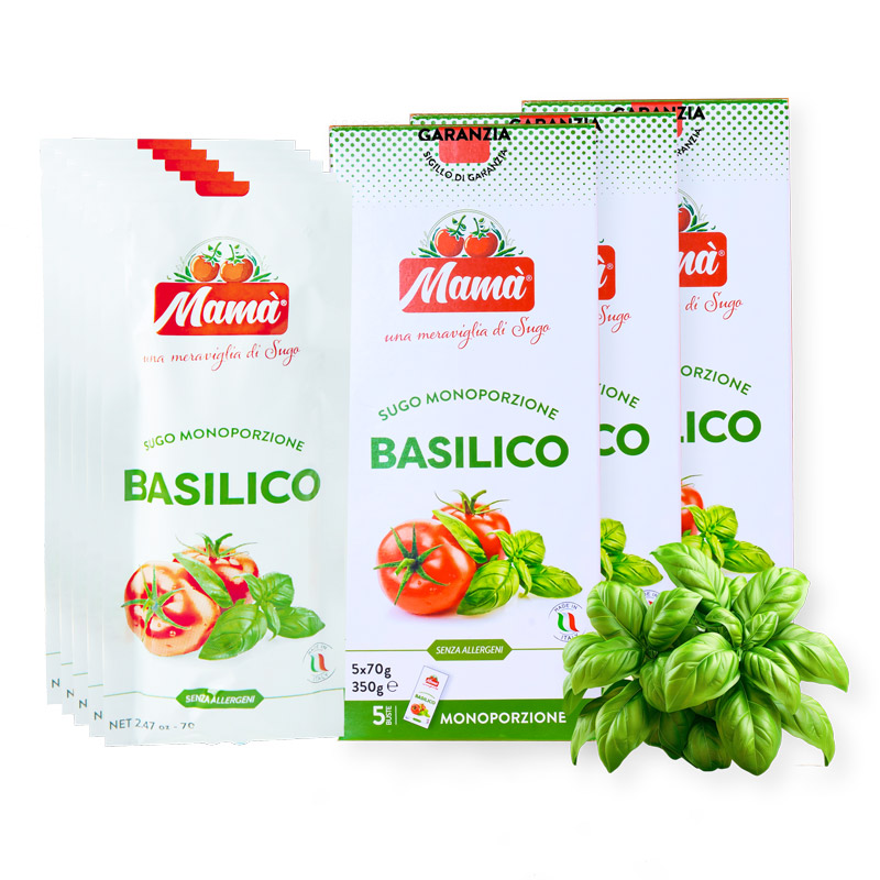 Mamà Sugo al Basilico – Pack 15x70g | Semplicità, Freschezza e Gusto 100% Italiano