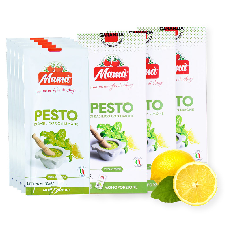 Mamà Pesto di Basilico con Limone – Pack 15x70g | Freschezza, Gusto e Praticità